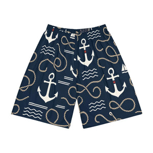 Premium Men’s Sports Shorts - Nautical Anchor Print - Dipaliz