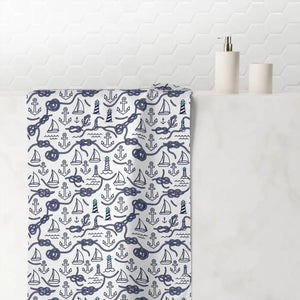 Sailboat Cotton Beach Towel – Nautical Absorbent - Dipaliz - Towels