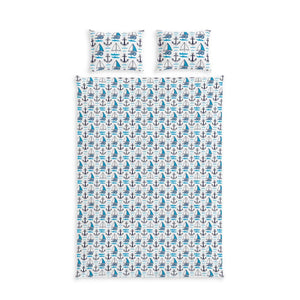 Nautical Cotton Bed Set – Blue Sailboat Pattern - Dipaliz - Bedding Sets