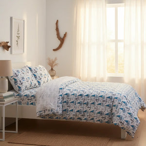 Nautical Cotton Bed Set – Blue Sailboat Pattern - Dipaliz - Bedding Sets