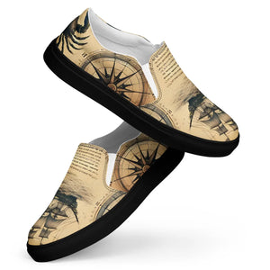 Comfy Slip-on Canvas Shoes - Nautical Map Design - Dipaliz - Sneakers