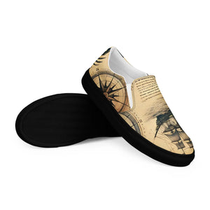 Comfy Slip-on Canvas Shoes - Nautical Map Design - Dipaliz - Sneakers