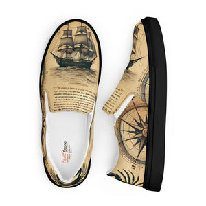 Comfy Slip-on Canvas Shoes - Nautical Map Design - Dipaliz - Sneakers
