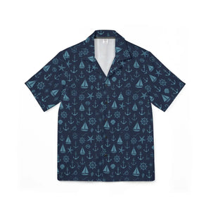 Nautical Hawaiian Camp Shirt - Sun-kissed Styles - Dipaliz - Shirts - Xs