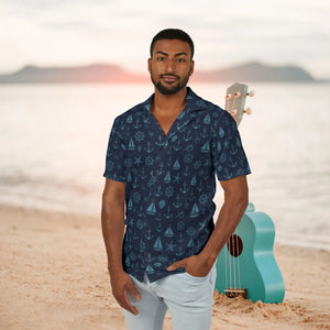 Nautical Hawaiian Camp Shirt - Sun-kissed Styles - Dipaliz - Shirts - Xs