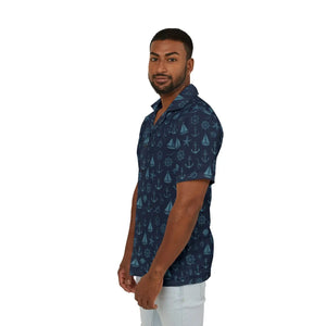 Nautical Hawaiian Camp Shirt - Sun-kissed Styles - Dipaliz - Shirts - Xs