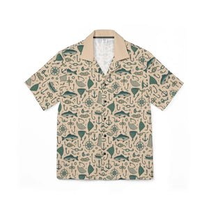 Nautical Hawaiian Camp Shirt - Breezy Beach Top - Dipaliz - Shirts - s