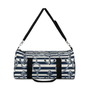 Nautical Stripe Duffel Bag - Weekend Getaway Ready - Dipaliz - Bags