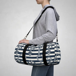 Nautical Stripe Duffel Bag - Weekend Getaway Ready - Dipaliz - Bags