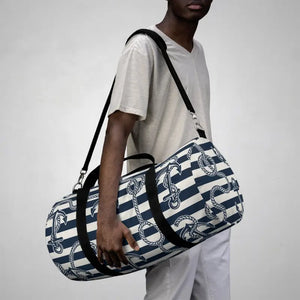 Nautical Stripe Duffel Bag - Weekend Getaway Ready - Dipaliz - Large - Bags