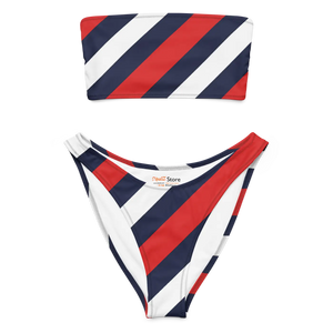 Nautical Stripe Recycled Bandeau Bikini | Upf50+ V-cut - Classic Bikinis - Xs