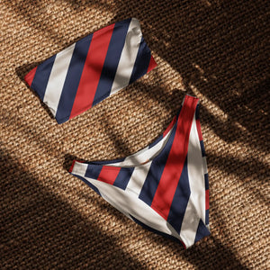 Nautical Stripe Recycled Bandeau Bikini | Upf50+ V-cut - Classic Bikinis - Xs