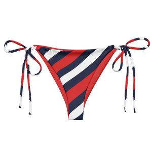 Nautical Stripe Recycled String Bikini Bottom | Upf50+ - Swim Briefs - Xs
