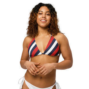 Nautical Stripe Recycled String Bikini Top | Upf50+ Padded - Swimwear Tops - Xs