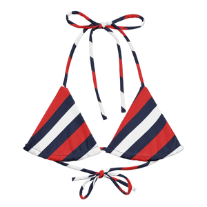 Nautical Stripe Recycled String Bikini Top | Upf50+ Padded - Swimwear Tops - Xs