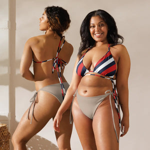 Nautical Stripe Recycled String Bikini Top | Upf50+ Padded - Swimwear Tops - Xs