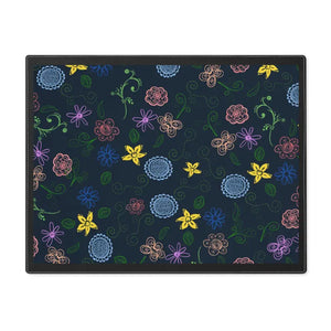 Floral Pattern Navy Blue Cotton Placemat - Dipaliz - 18’’ × 14’’ - Placemats
