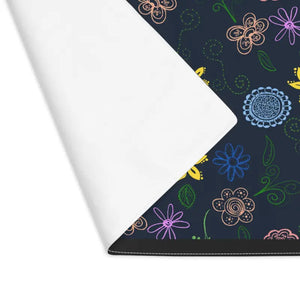 Floral Pattern Navy Blue Cotton Placemat - Dipaliz - 18’’ × 14’’ - Placemats