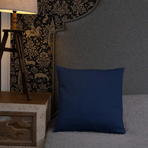 Navy Blue Throw Pillow - Lovely Floral Gold Pattern - Dipaliz - Pillows