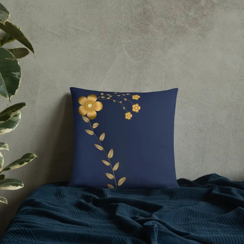 Floral Fantasy Navy Blue Throw Pillow for Cozy Charm - Home Decor