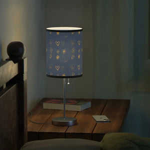 Navy Blue Hearts and Flowers Steel Lamp on a Stand - Dipaliz - Black / Silver / one Size - Lamps