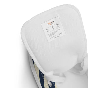 Navy Blue Stripes Canvas Sneakers - Faux Leather Toe - Dipaliz