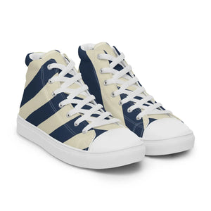 Navy Blue Stripes Canvas Sneakers - Faux Leather Toe - Dipaliz