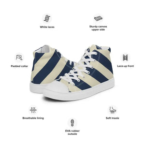 Navy Blue Stripes Canvas Sneakers Breathable Comfort - Dipaliz