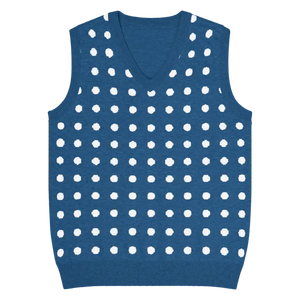 White Polka Dot Knit Vest - Retro Navy Style - Dipaliz - 2xl - Vests