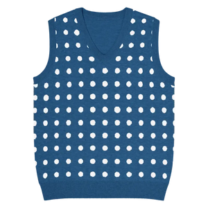 White Polka Dot Knit Vest - Retro Navy Style - Dipaliz - 2xs - Vests