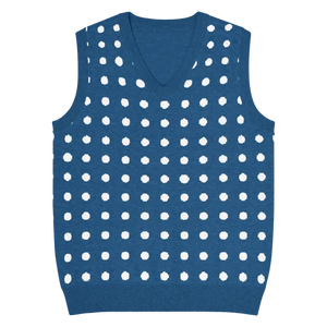 White Polka Dot Knit Vest - Retro Navy Style - Dipaliz - 3xl - Vests