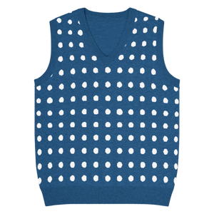 Retro Navy White Polka Dot Knit Vest - Jacquard Detailing - Dipaliz - Vests
