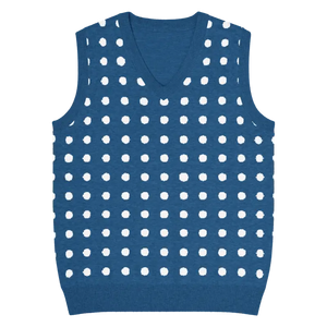 White Polka Dot Knit Vest - Retro Navy Style - Dipaliz - l - Vests
