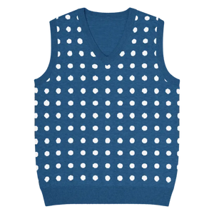 White Polka Dot Knit Vest - Retro Navy Style - Dipaliz - m - Vests