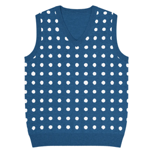 Retro Navy White Polka Dot Knit Vest - Jacquard Detailing - Dipaliz - Vests