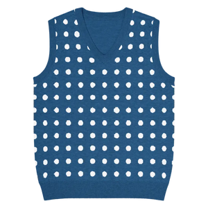 White Polka Dot Knit Vest - Retro Navy Style - Dipaliz - Xs - Vests