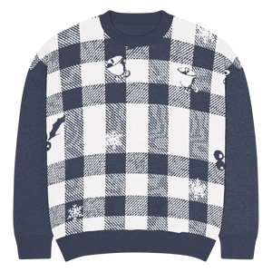 Buffalo Check Knitted Crew Sweater - Cozy Style - Dipaliz - l - Sweaters