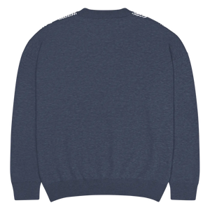Cozy Knitted Crew Sweater Navy Buffalo Check Pattern Dipaliz - Sweaters - 3xs