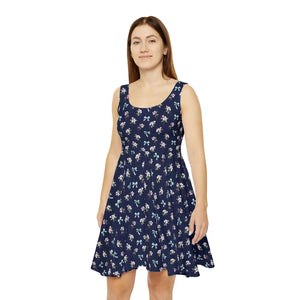 Navy Floral Skater – Organic Cotton Mini - Dipaliz - Dresses