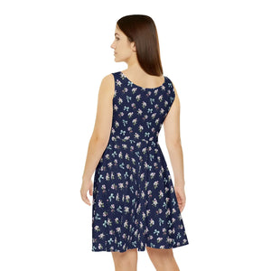 Navy Floral Skater – Organic Cotton Mini - Dipaliz - Dresses