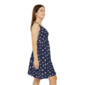 Navy Floral Skater – Organic Cotton Mini - Dipaliz - Dresses
