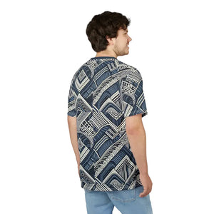 Navy Geometric Unisex Cut & Sew Tee - All Over Print - Dipaliz - T-shirts
