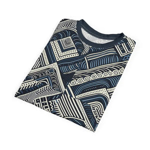 Navy Geometric Unisex Cut & Sew Tee - All Over Print - Dipaliz - T-shirts