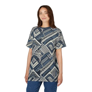 Navy Geometric Unisex Cut & Sew Tee - All Over Print - Dipaliz - T-shirts