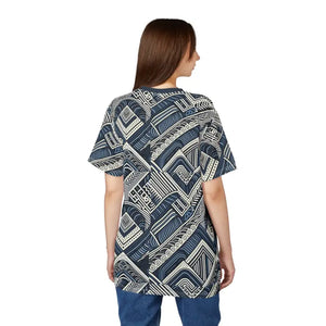 Navy Geometric Unisex Cut & Sew Tee - All Over Print - Dipaliz - T-shirts