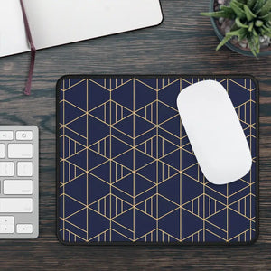 Geometric Gaming Mouse Pad - Navy and Gold Hexagon Design - Dipaliz - Rectangle / 9’’ × 7’’ - Computer Accessories