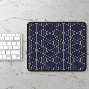 Geometric Gaming Mouse Pad - Navy and Gold Hexagon Design - Dipaliz - Rectangle / 9’’ × 7’’ - Computer Accessories