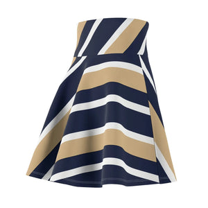 Navy & Gold Striped Skater Skirt, Retro Sway A-line - Skirts