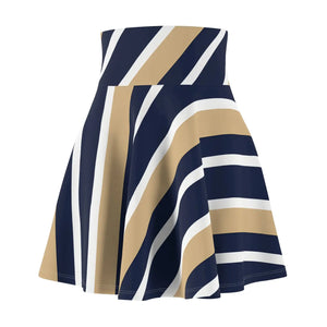 Navy & Gold Striped Skater Skirt, Retro Sway A-line - Skirts