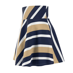 Navy & Gold Striped Skater Skirt, Retro Sway A-line - Skirts